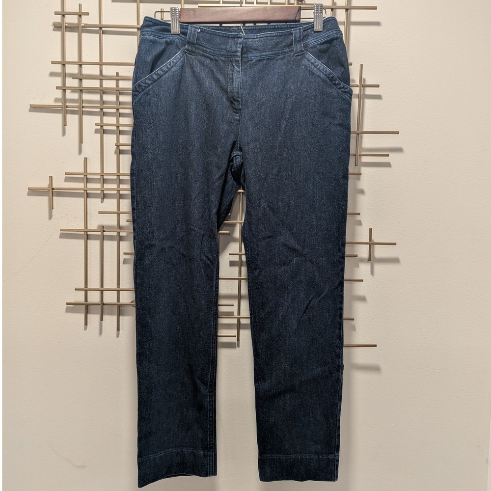 J. Jill Straight Leg Jeans Dark Wash Indigo Stretch Denim Welt Pocket Sz 6